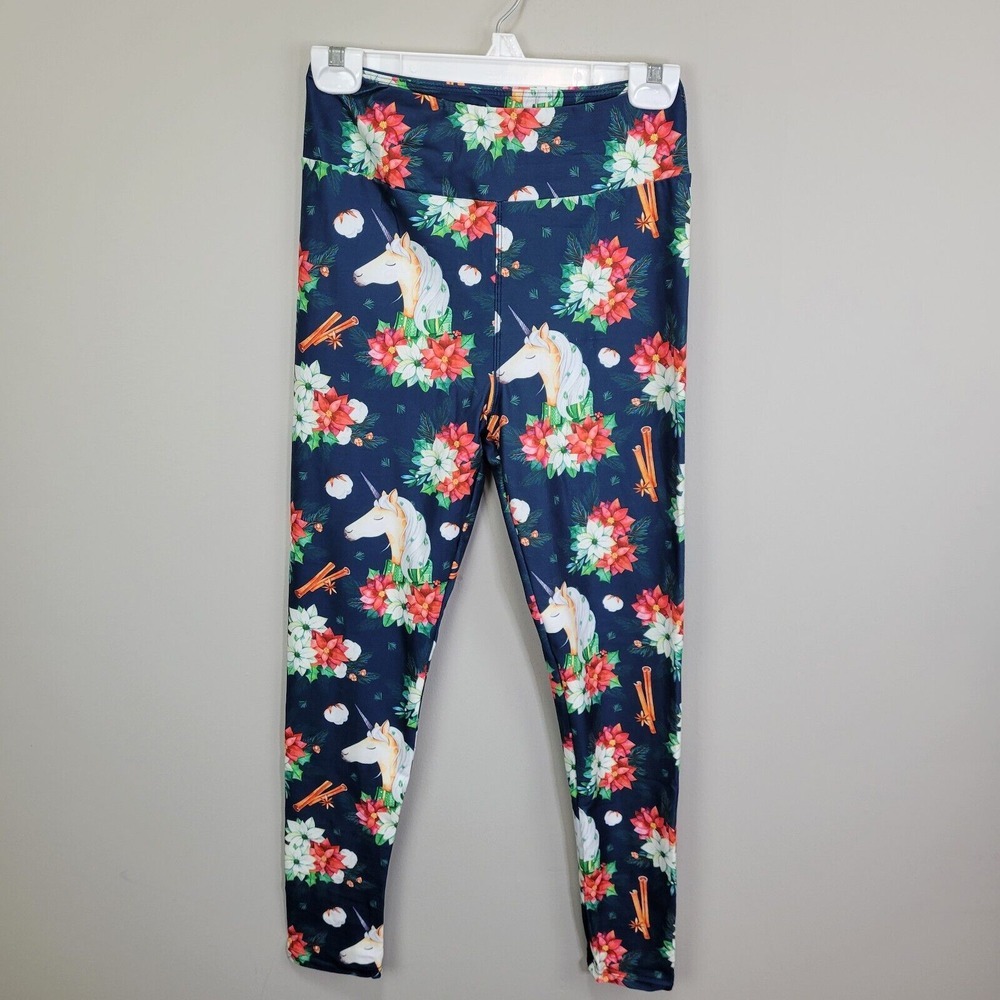 Dren Designs Christmas Unicorn Polyester Spandex Ankle Leggings Tall And Curvy